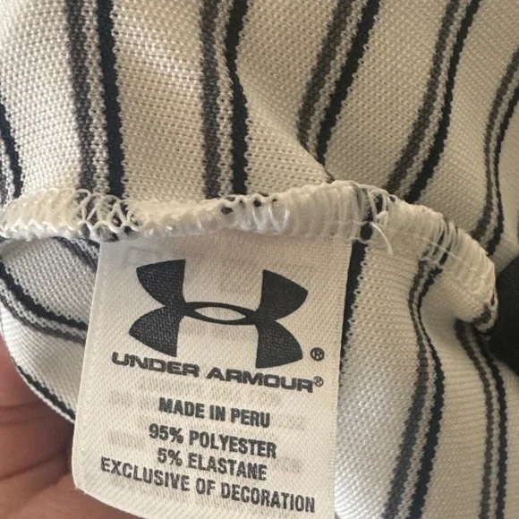 Under Armour Men's Polo Shirt - Black and White Stripes - Picture 3 of 6